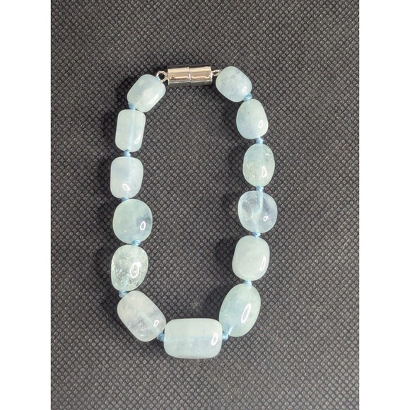 JTV Aquamarine bracelet - Large Gemstones, Magnetic Clasp, 8 inch - Picture 2 of 7